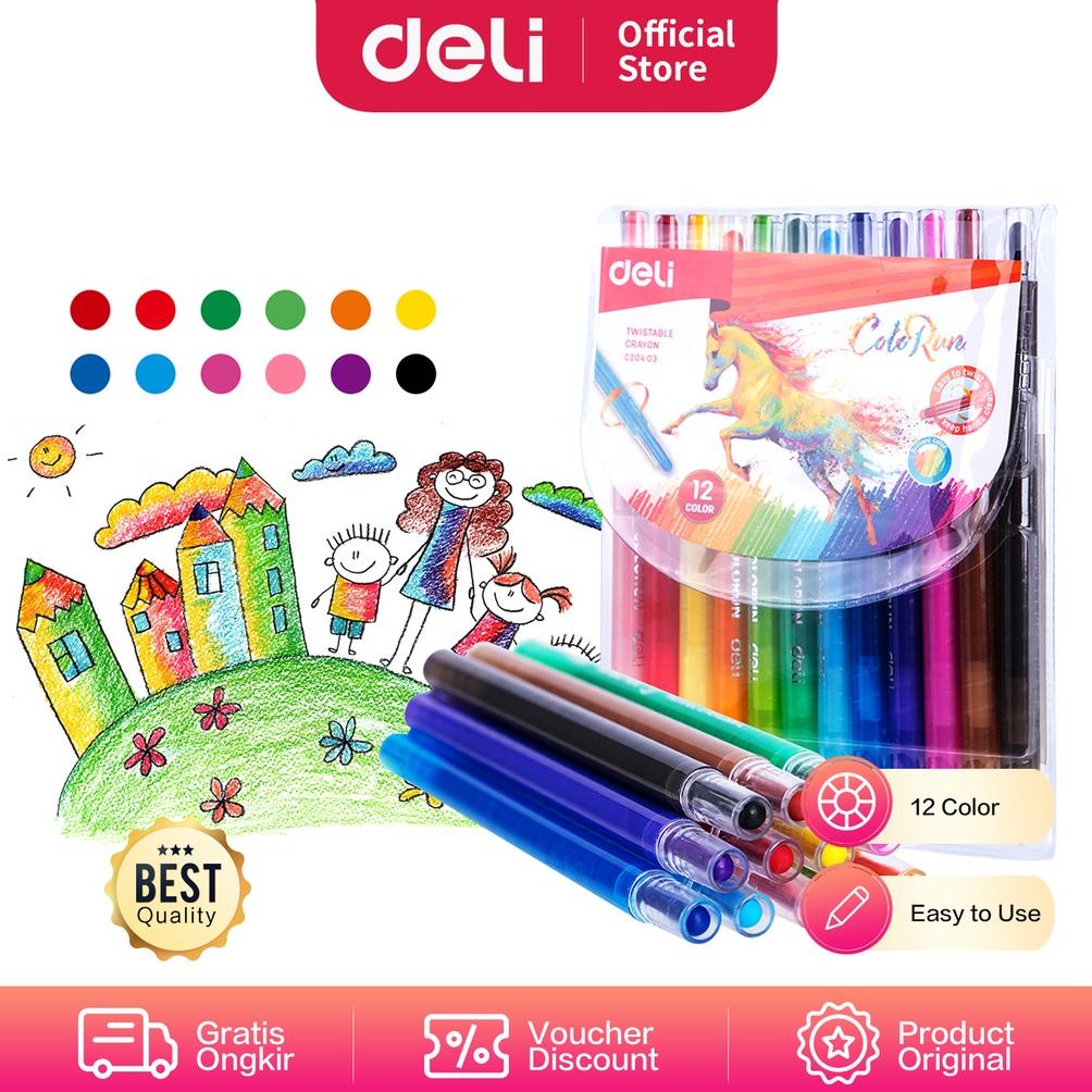 

Kekinian - Deli Twistable Crayon 12 Colors / Krayon Putar 12 Warna Cerah Anti Kotor Ec20403 ..
