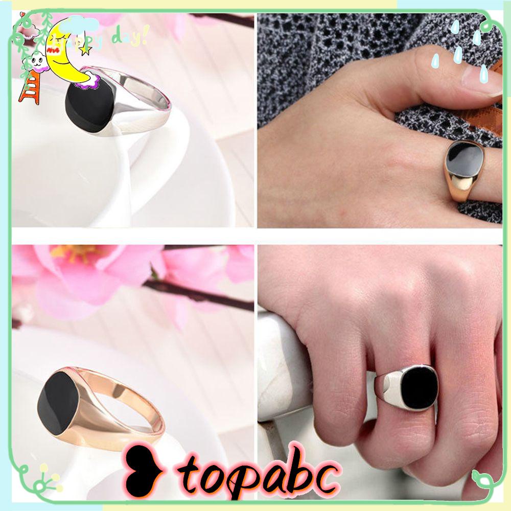 Top Size 8-12 Cincin Pria Fashion Perak Warna Emas Klasik Solid Dipoles