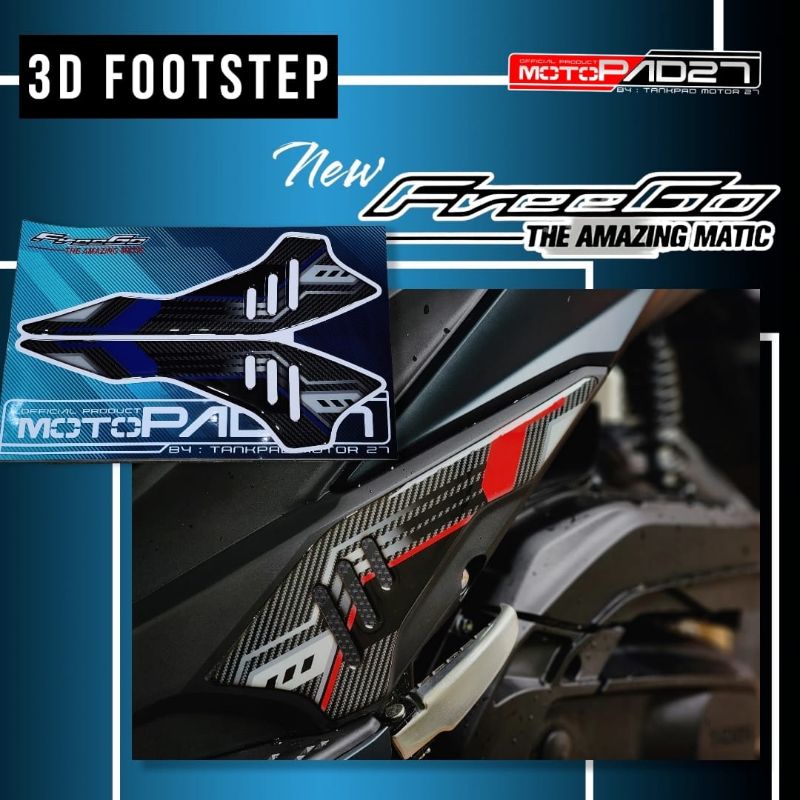 Stiker resin timbul Footstep Freego 125 New sticker pijakan kaki Yamaha Freego 125 2022