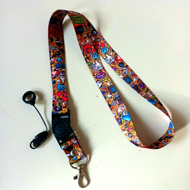 

Lanyard DoDle Coklat REAL PICTURE Real Picture Tali Gantungan Id Card Name Tag gantungan hp gantungan kunci