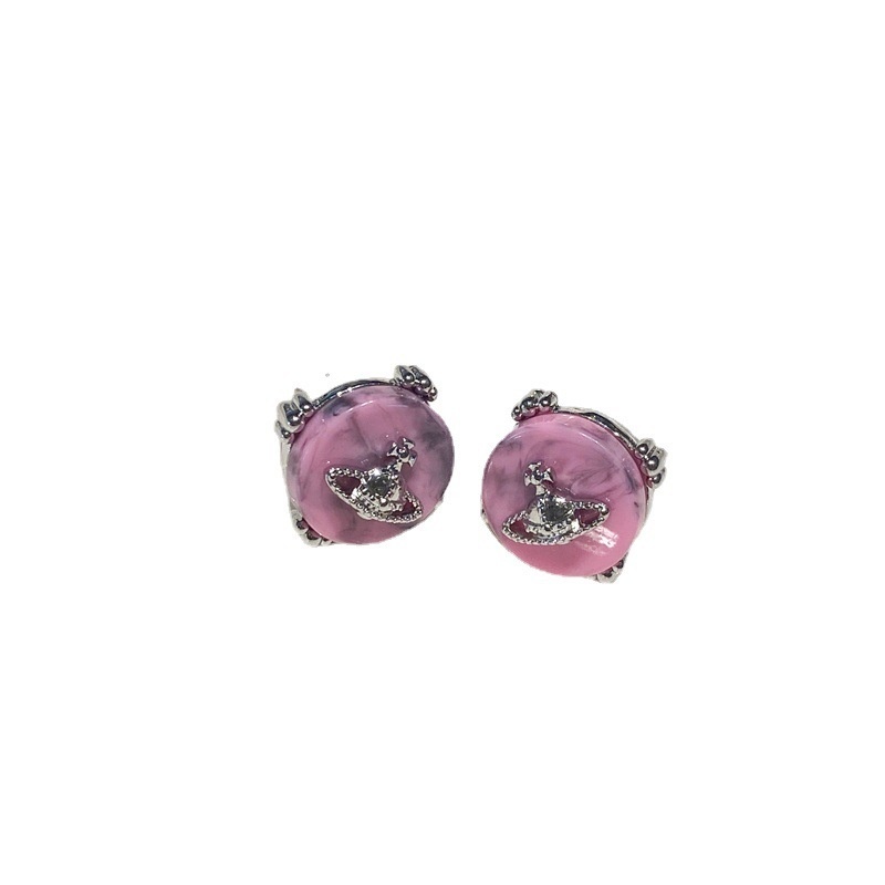 Aksesoris Anting Bulat Tinta Saturnus Trend Retro Harajuku