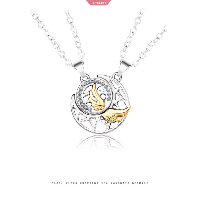 Kalung Pasangan Bulu Matahari Dan Bulan Fase magnet Menghisap Sederhana fashion Hari Valentine Kalung Rantai Klavikula Pria Dan Wanita Yang Dipersonalisasi set [ZXL]