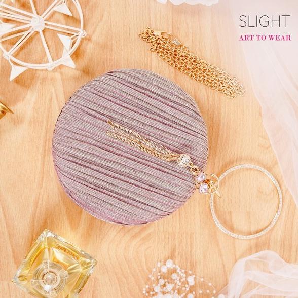 Clutch Topaz Pink Rosegold Tas Pesta Import Mewah Elegan