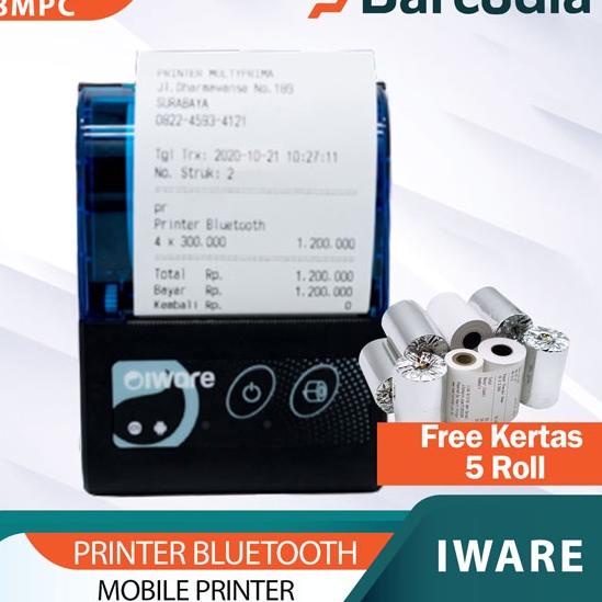 Terbaik Mobile Printer Bluetooth - Mini Printer HP Android - Iware MP58MPC free 5 roll kertas