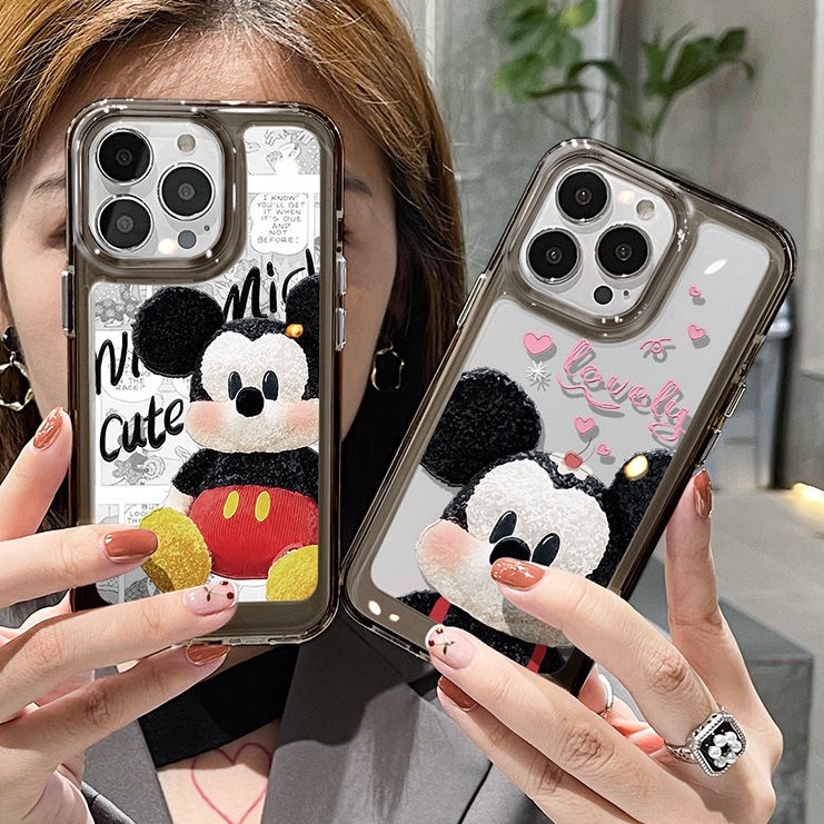 IPHONE Casing Lucu Mouse Couple Shockproof Soft Phone Case Cocok Untuk Iphone11 14 13 12 Pro XS Max X XR 78 6 6S Plus Casing Transparan TPU Cover