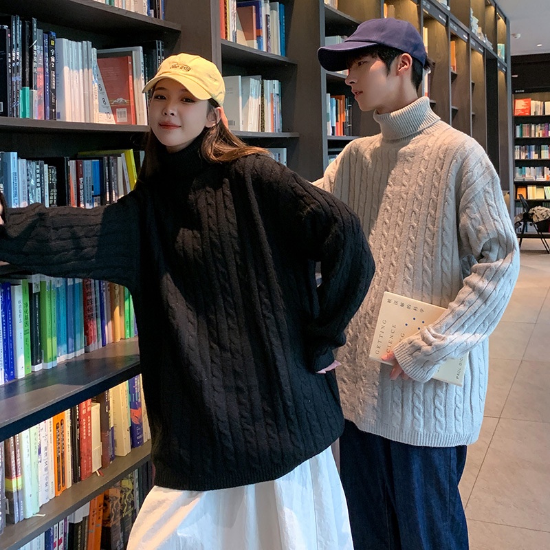 Pakaian Rajut Pria   Sweater Pria  Wanita  Sama Beberapa Tinggi Kerah  Tren Lengan Panjang Sweater S