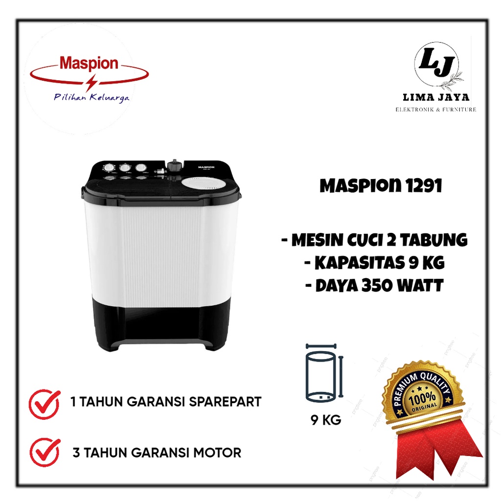 Mesin Cuci 2 Tabung MASPION 1291 Mesin Cuci Dua Tabung 9 Kg