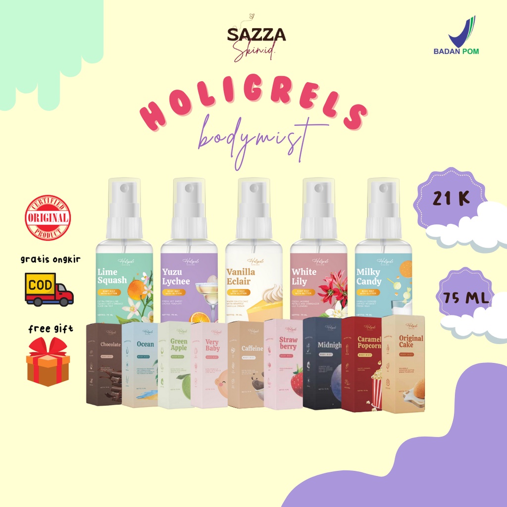 [READY VANILLA‼️] Bodymist by Holigrels 75Ml BPOM | Shimer Mist by Holigrelskincare | Holigrels Vani