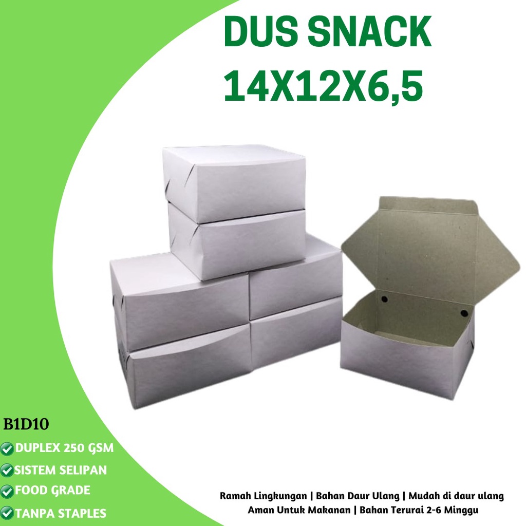 Box Snack 14x12Dus Kue Snack Box (B1D10-Non Laminasi)