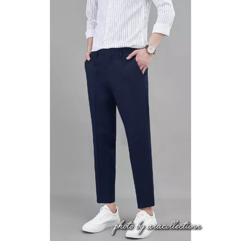 Celana Bahan Formal Pria Slimfit Kantor Kerja Kuliahan Dasar Panjang Berbahan Berkualitas Premium