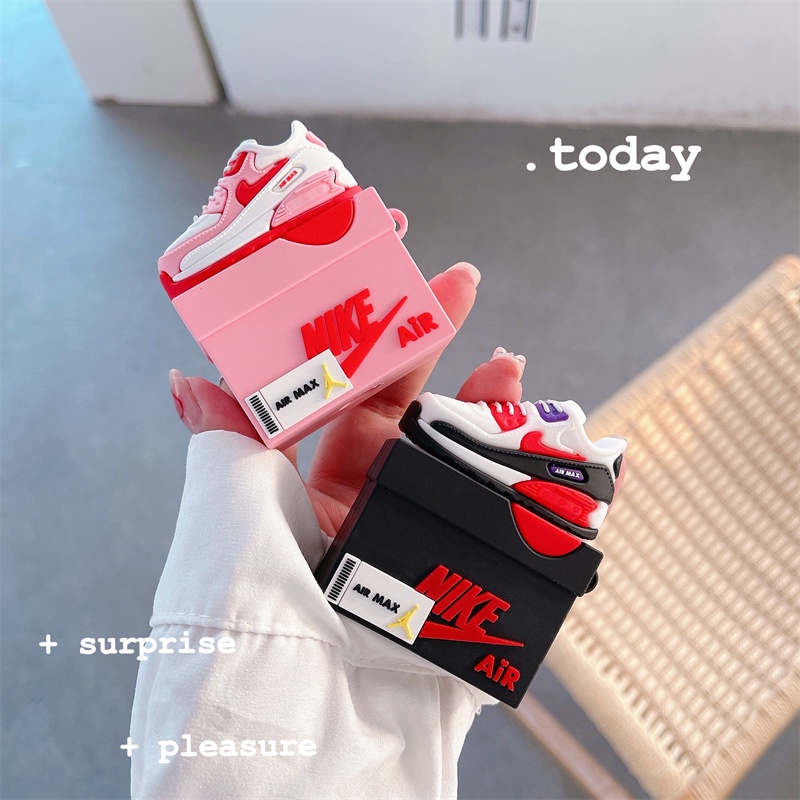 Tide pink AJ Merek Sepatu MAX AirPods 3rd 2021kartun Lucu AirPods Case AirPods Pro 1per2 3 Lembut Silikon Case Cover Dengan Karabiner
