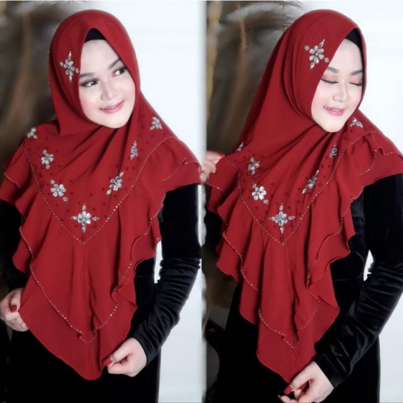 HIJAB KHIMAR DC GADIS JILBAB BERGO KERUDUNG CERUTY REMPEL GOTIK PERMATA SWAROSKI AYUBI DESVIKA ORI