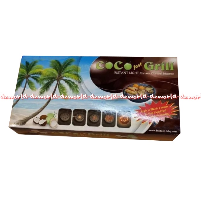 Coco Fast Grill Instan Light Coconut Charcoal  Briquette Starter Breket Arang Kelapa BBQ  Batok Kelapa Instan Barbeque Untuk Pangang Memanggang Bakar isi 2pcs Cocofast Gril