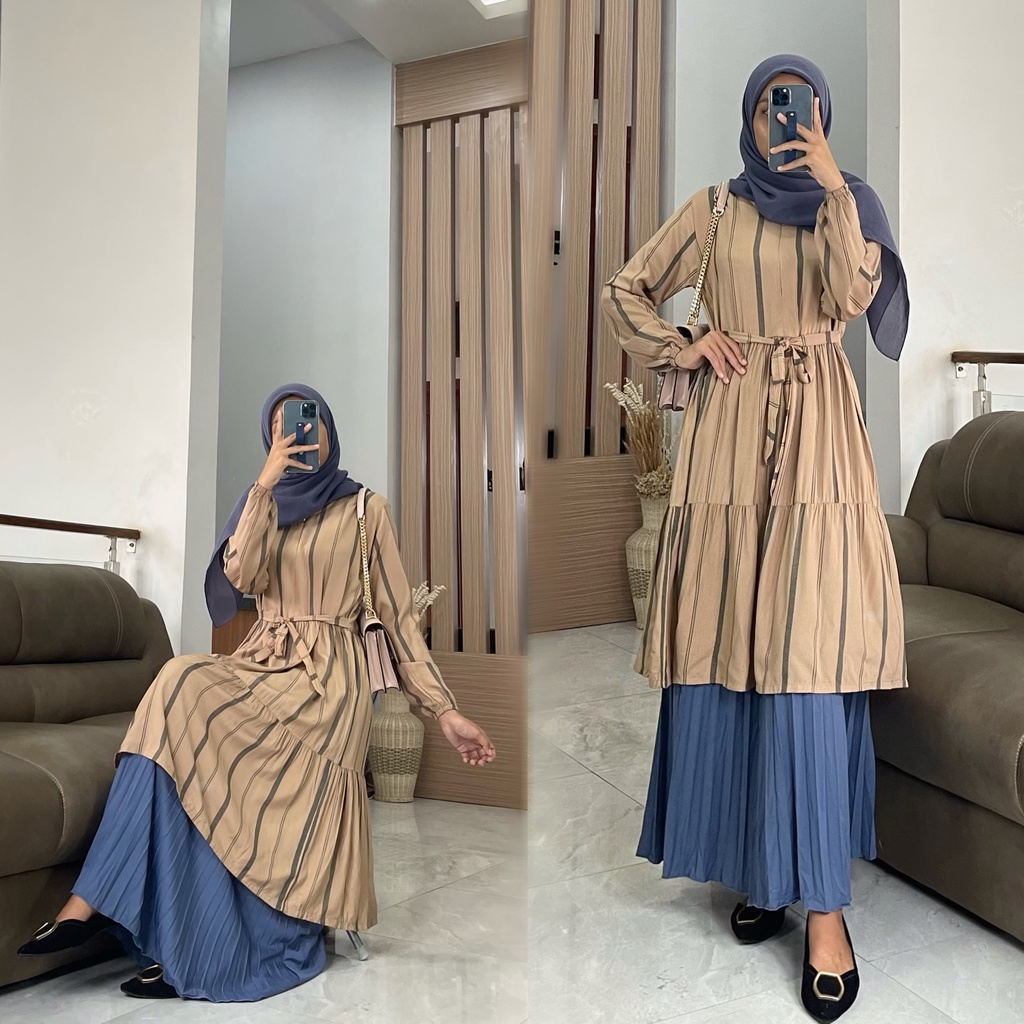 VANYA tunik by ZALFA OUTFIT / tunik motif / tunik rayon / tunik tartan