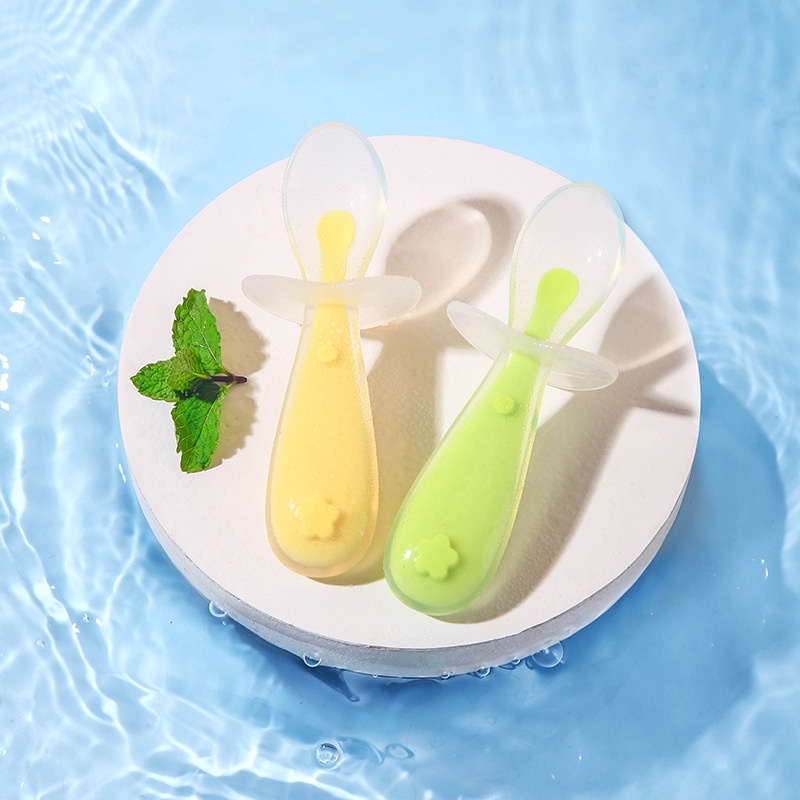 Sendok Anti Sedak / Alat Makan Anak Bayi / Perlengkapan Makan Bayi / Sendok Silikon Anti Sedak / Training Spoon + Suction