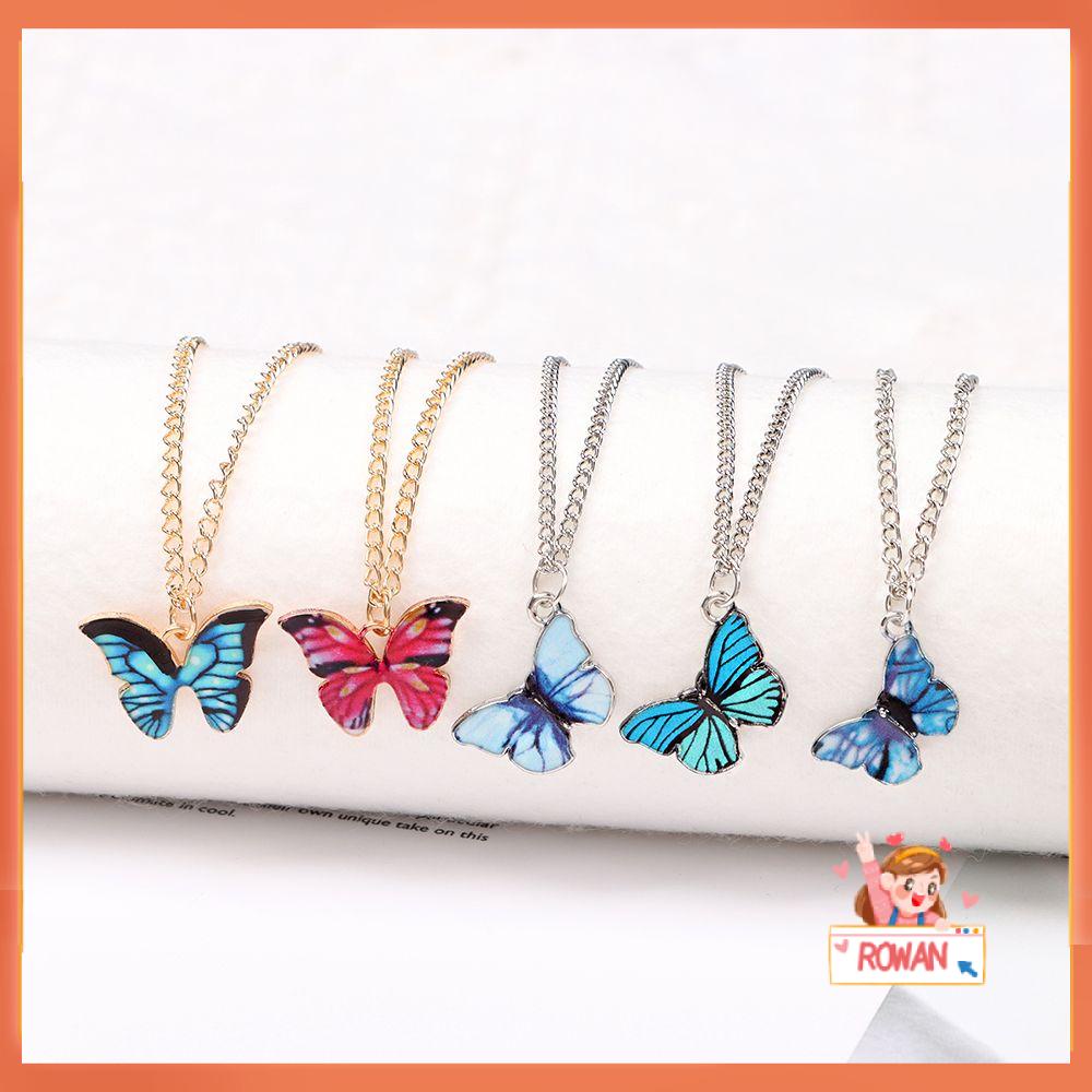 R-flower Butterfly Necklace Aksesoris Perhiasan Lucu Kalung Korea