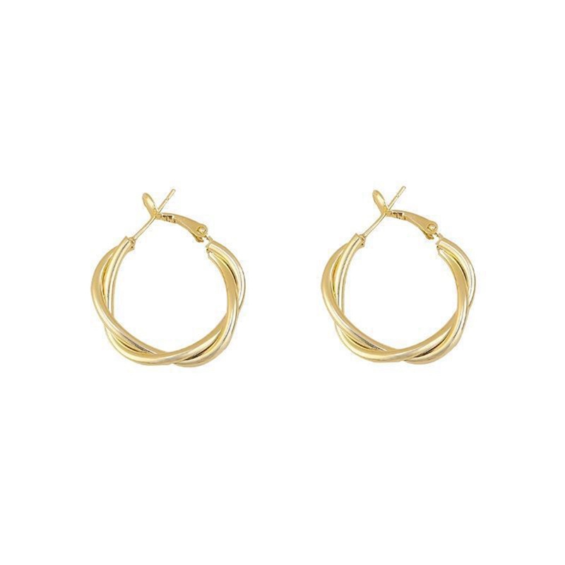 Trendy Anting Hoop Putar Emas 18K Trendi Untuk Wanita Pengantin Pesta Pernikahan Perhiasan Hadiah