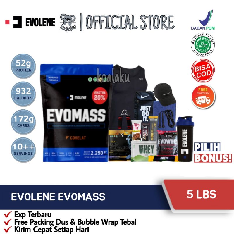 Evolene Evomass Evo Mass Gainer 5lbs 5 lbs 2.25 kg Evomas Susu Gym Penggemuk Badan