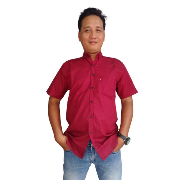 KEMEJA COUPLE AYAH &amp; ANAK WARNA MAROON KATUN SIGARET PREMIUM(HARGA SATUAN)