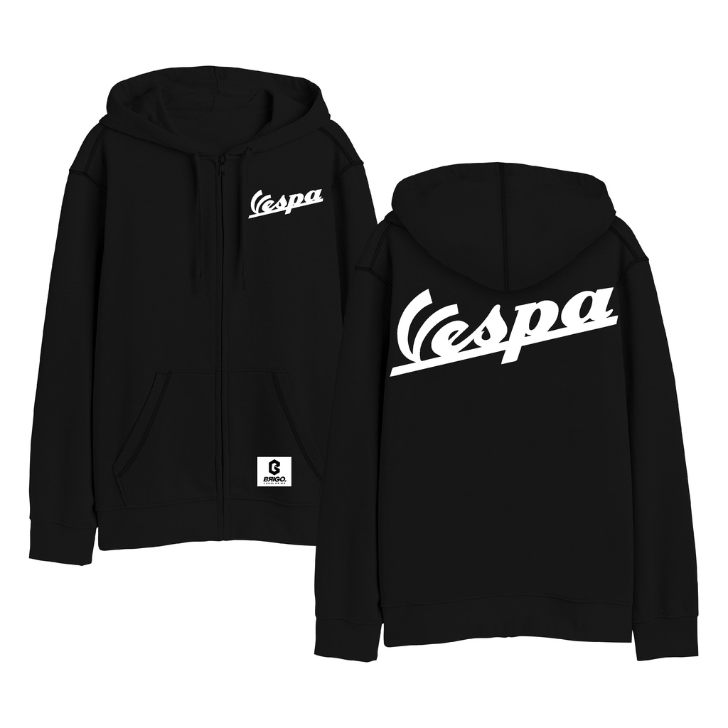 BRIGO X VESPA FONT Zipper Jumper Hoodie II Sweater Hoodie Resleting BRIGO X VESPS Sablon DTF Fleece Cotton IIM-XXL (Pria &amp; Wanita) Free stiker&amp;Gantungan Kunci