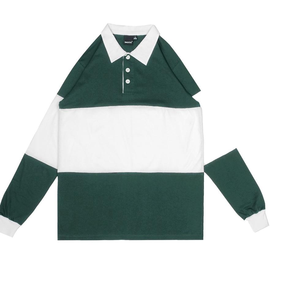 Sale SMOOTH BASIC Vintage Rugby Polo Shirt - Green White