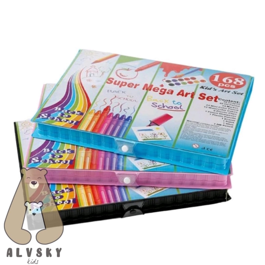 ART SET 168 PCS / PENSIL WARNA CRAYON SET 168 pcs / CRAYON MEWARNAI 168 WARNA