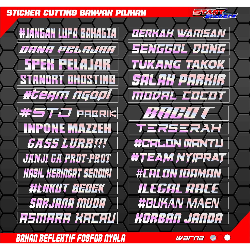STICKER CUTTING KATA KATA UNIK LUCU VIRAL BUCIN MUTIARA HITS KEKINIAN