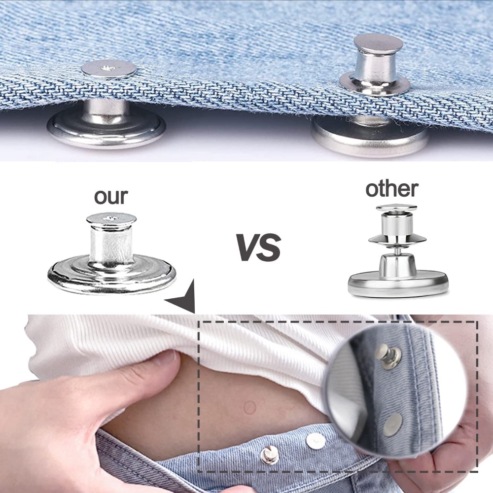 Tombol Logam Pengganti Mengencangkan Pinggang Extender Button Jeans Buttons Pins Fashion Untuk Celana Jeans Longgar Wanita Pria Perlengkapan Pakaian Jeans Bebas Jahitan Dilepas