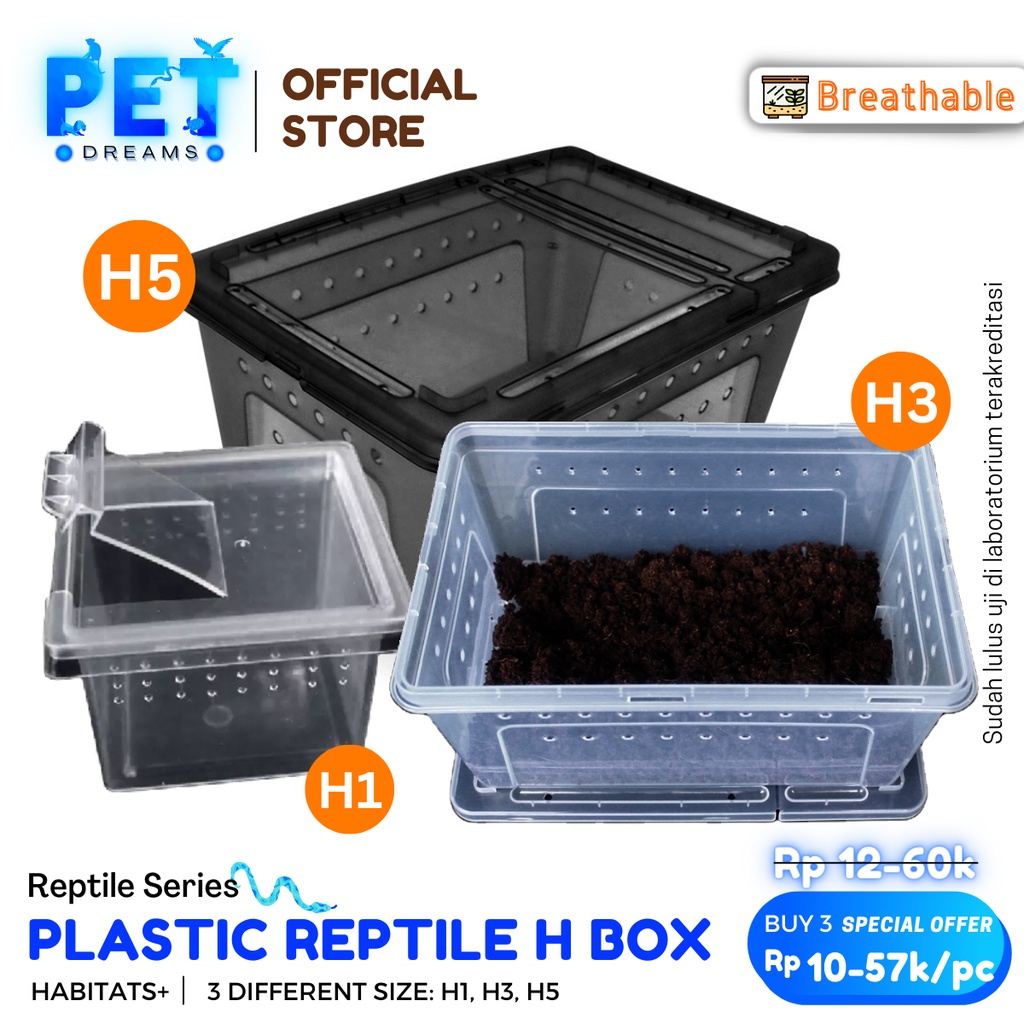 PROMO KANDANG REPTIL REPTILE INSECT FEEDING TARANTULA KODOK GECKO ENCLOSURE KOTAK HABITAT NOMOY BOX