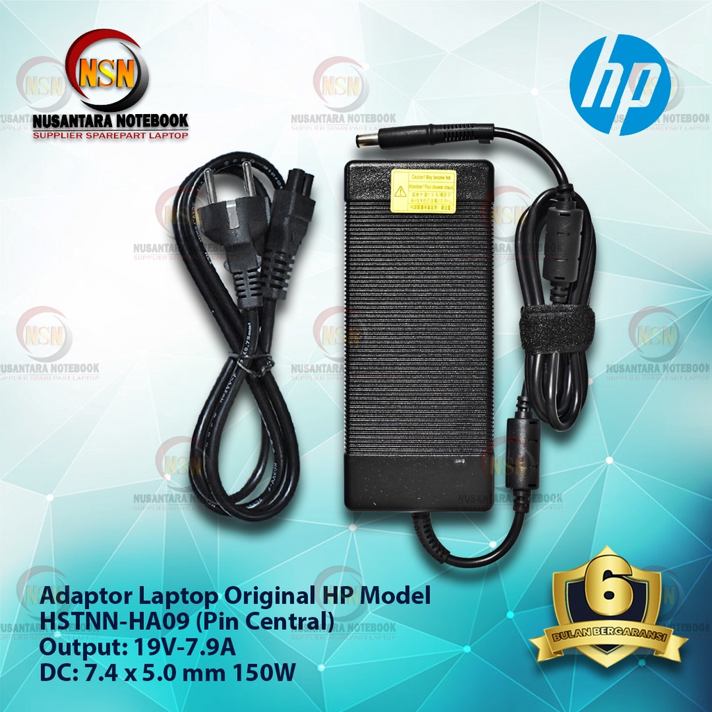 Adaptor Charger Original HP 19V-7.9A DC 7.4 X 5.0mm Pin Central