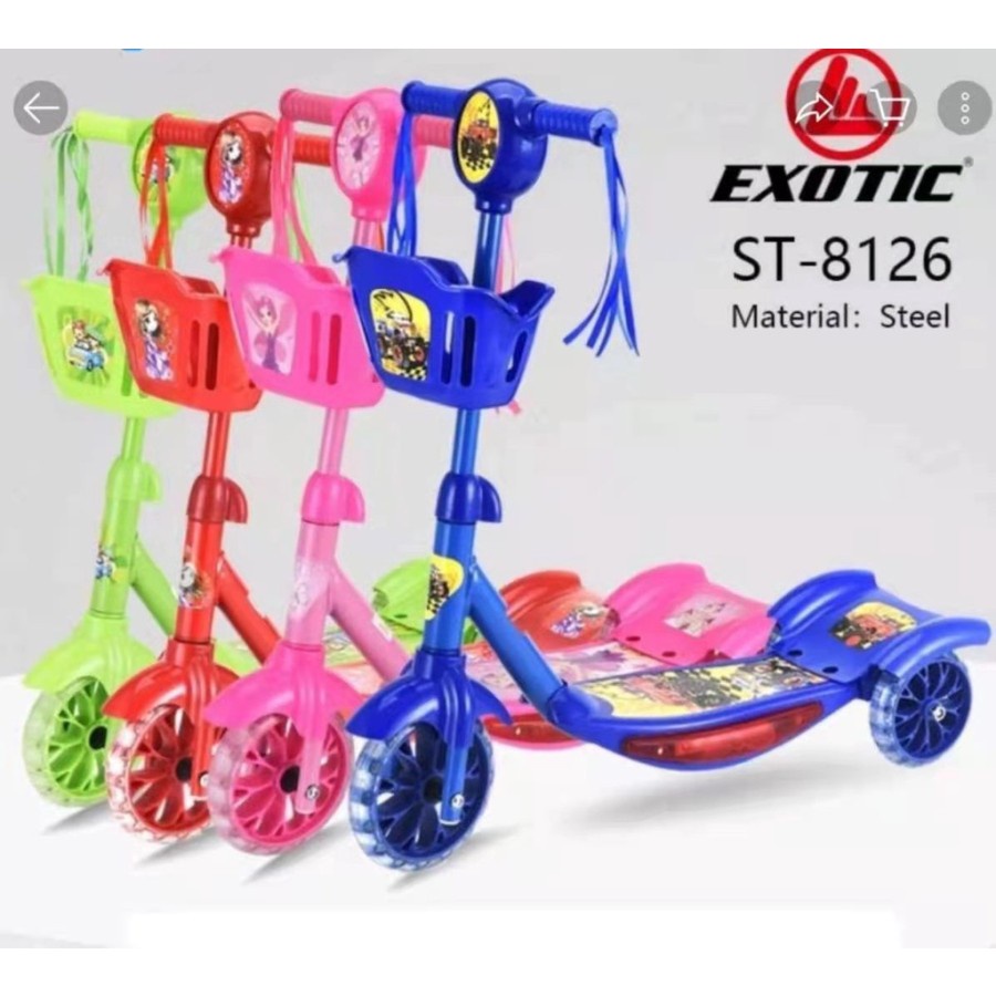 Scooter Anak 3 Roda Keranjang / Scooter Keranjang Exotic Roda 3 Otoped Skuter
