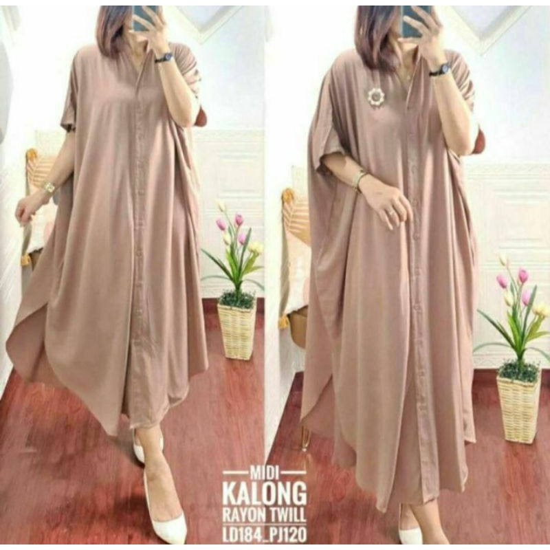 Dress Rayon Wanita Dewasa Polos Lengan Pendek Ruffle Kekinian