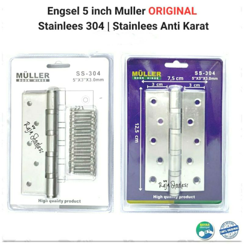 Engsel pintu rumah stainless 5inch muller engsel pintu jendela rumah stainless