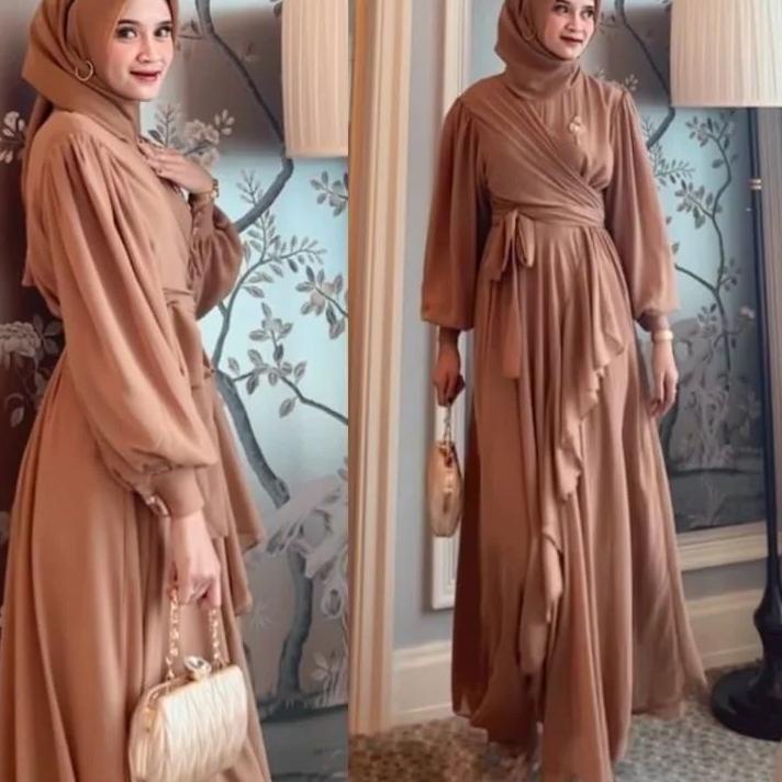 ☛☛ Meyhira Dress / Gamis Ceruty Babydoll Full Puring Terbaru / Pakaian Fashion Wanita Muslimah Kekin