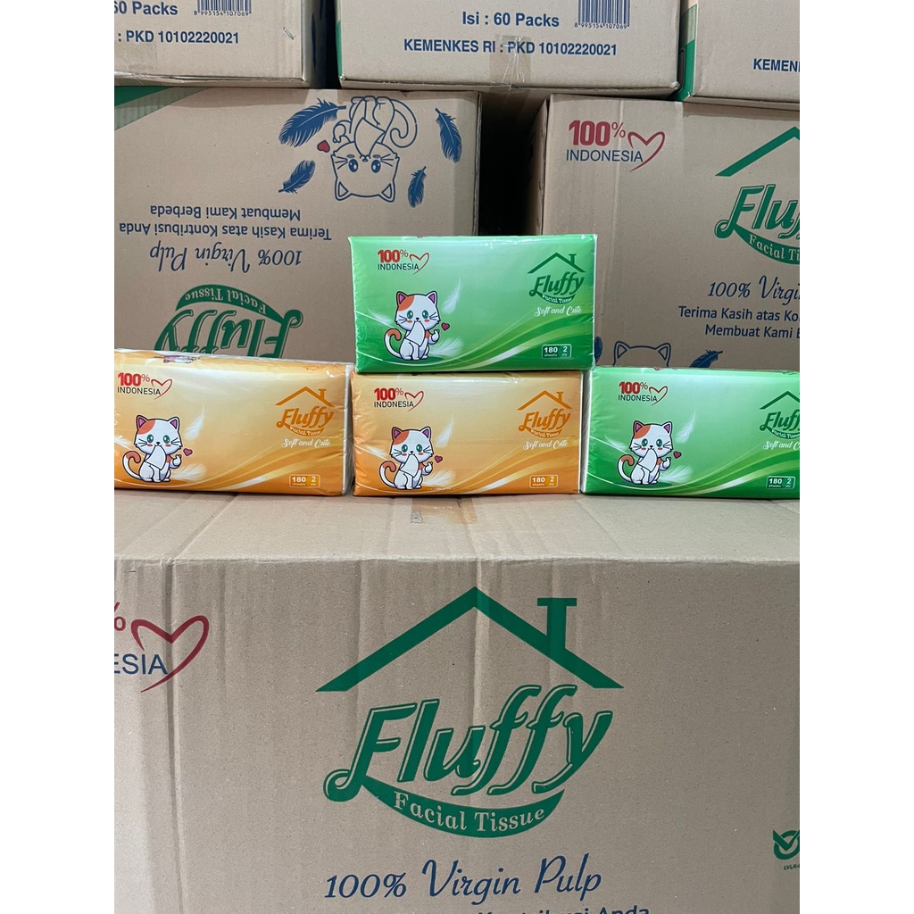 TISU FLUFFY 180 SHEETS 2 PLY TISU WAJAH FACIAL TISSUE PROMO