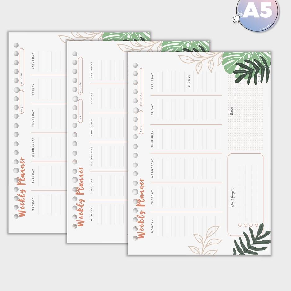 

Menarik Bukuqu Loose leaf A5 - NL252 Weekly Planner Leaves - Bookpaper - Isi Binder - File - Stationery$