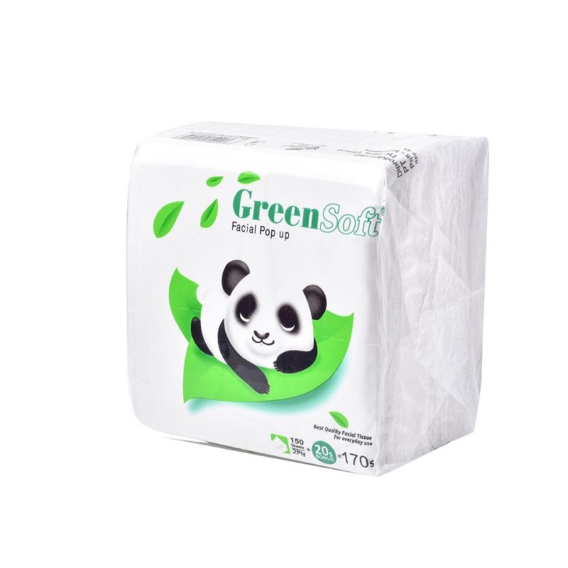 Tisu Pop Up Green Soft Panda, Tissue Make Up Green Soft Murah