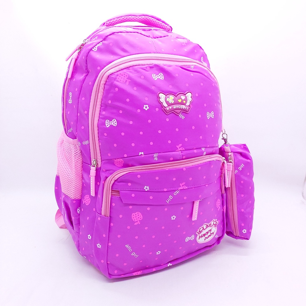 RANSEL LAPTOP ALTO GIRL GRATIS KOTAK PENSIL 4 RUANGAN / TAS SEKOLAH CEWEK SD SMP SMA KULIAH 18INCH SLOT BANYAK DAN GRATIS JAS HUJAN / TAS PUNGGUNG WANITA BARU / TAS DUKUNG MOTIF PITA DOT / BAGPACK COLORFULL KUAT AWET TAHAN LAMA / BACKPACK CEWEK