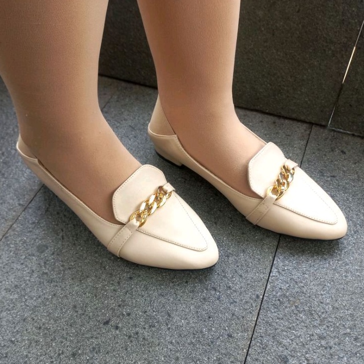 Flat Shoes Murano Byanca Cream Sepatu Big Size Jumbo 41-46