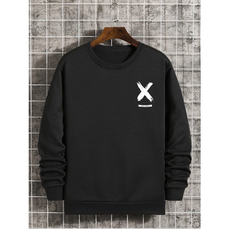 KEEP HAPPY Sweatshirt Basic II Sweater Crewneck Print DTF II Sz M - XL Anak &amp; Dewasa ( Pria &amp; Wanita )