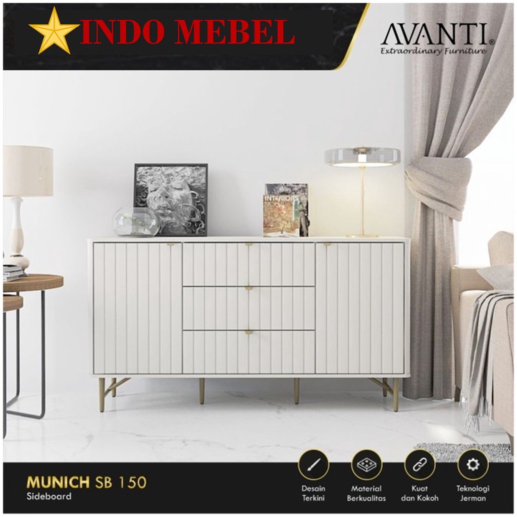 Buffet Pendek TV Credenza Minimalis / Sideboard / MUNICH SB150 Putih