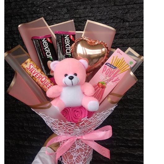 

❤[PROMO MURAH!!!]❤ Buket Snack Murah | buket Snack Boneka mix balon love