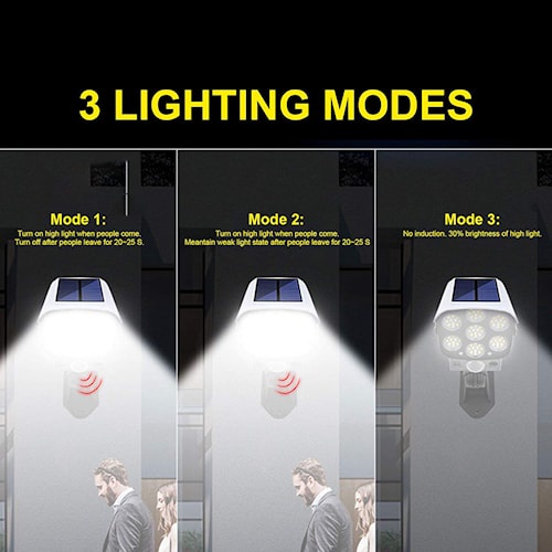 Lampu Tenaga Surya Matahari Outdoor Otomatis Nyala Lampu Solar Dinding 77 LED Anti Air - Lampu Tenaga Surya Sensor LS