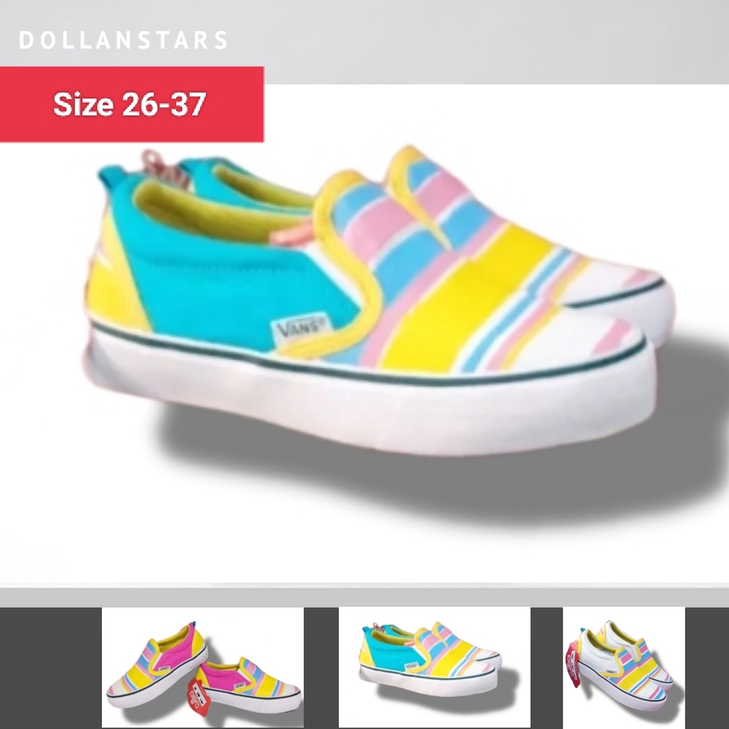 [2Th s/d 12Th] SEPATU SEKOLAH MOTIF BIRU PELANGI SEPATU SLIP ON SEPATU SLOP ANAK PEREMPUAN