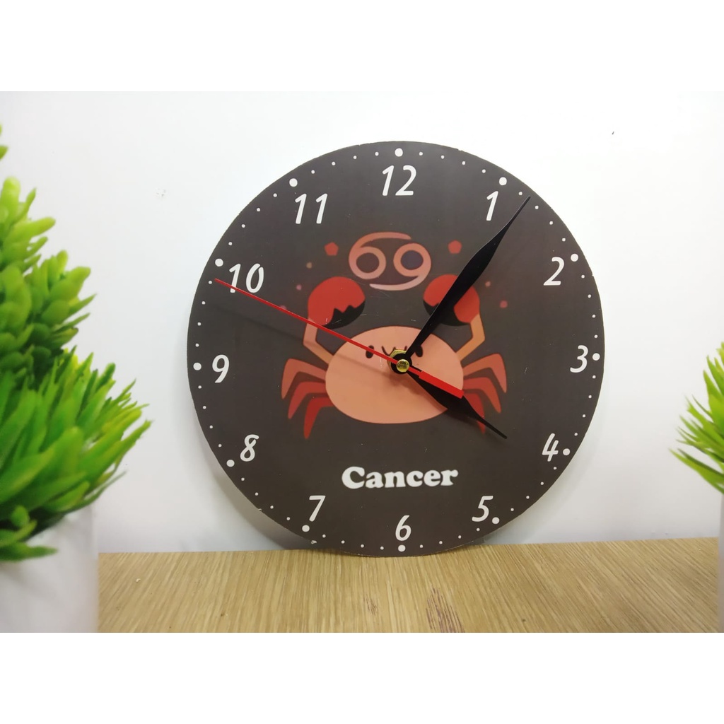 JAM DINDING KAYU MOTIF ZODIAK BINTANG CANTIK MURAH