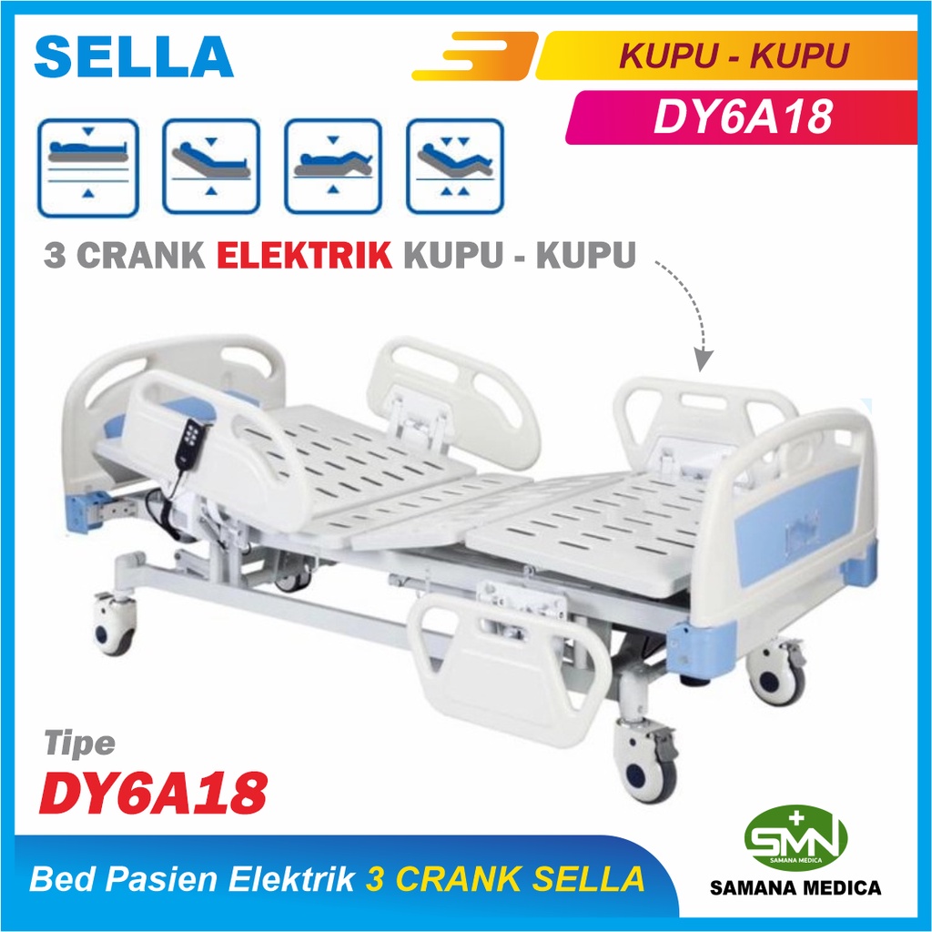 Bed Pasien ELEKTRIK 3 crank KUPU - KUPU SELLA Ranjang Pasien Tempat Tidur Promo Murah