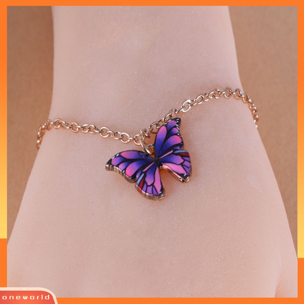 [WONE] Wanita Elegan Multicolor Alloy Butterfly Pendant Gelang Gelang Kaki Perhiasan Hadiah