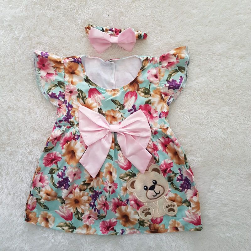 Baju Bayi Bear Ribbon dress set