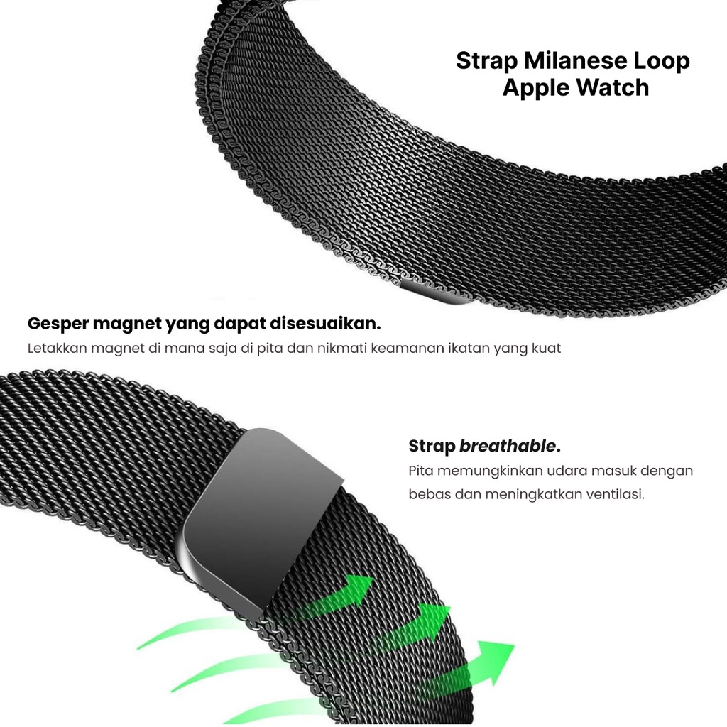 Strap Apple Watch Stainless Steel Milanese Loop iWatch 3 4 5 6 7 8 Replacement Band Gaya Elegant