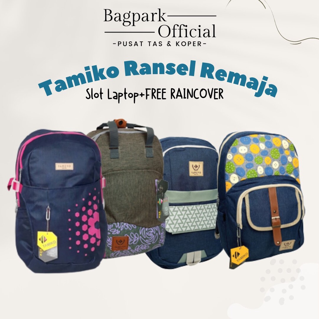 Tas Ransel Remaja Tamiko Tas Anak Sekolah Tas Kuliah Tas Kerja Backpack Laptop Simple Rain Cover